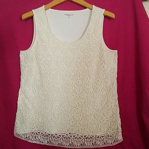 Coldwater Creek Ivory Lace Shell Size L/14